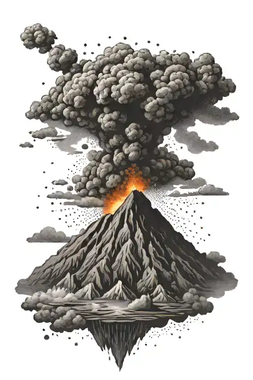 volcano explosion tattoo design idea
