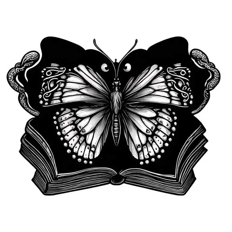 celtic butterfly and books surrounded tattoo design idea