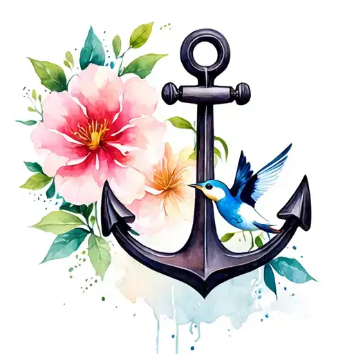 Jasmine+Anchor+swallow tattoo design idea
