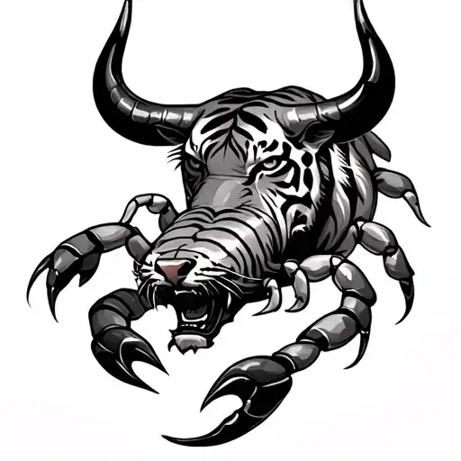 Bull, Scorpion and Tiger tattoo design idea