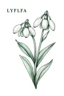 snowdrop flower, lily of the valley flower, LYFLYFA in Morse code tattoo design idea