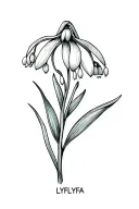 snowdrop flower, lily of the valley flower, LYFLYFA in Morse code tattoo design idea