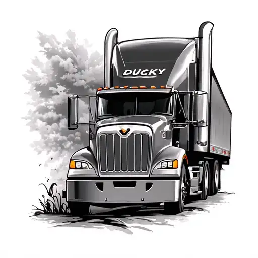 memorial piece for papa who's name is ducky and was a truck driver tattoo design idea