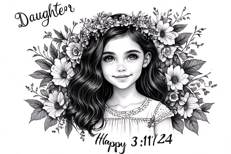 daughter, Callie, 3/11/24 birthday date tattoo design idea