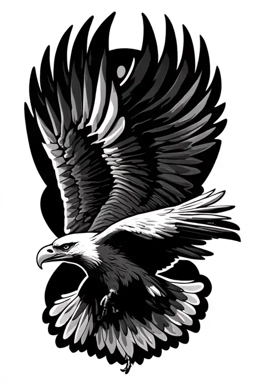 soaring eagle flying tattoo design idea