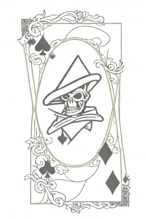 Lazy Jack of all trades fitted in a jack of spades card line art tattoo design idea