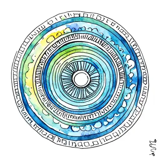 concentric patterns expanding outward, symbolizing trust without borders and infinite depth tattoo design idea