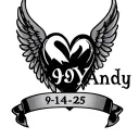 "Andy 9-14-25" heart and angel wings tattoo design idea