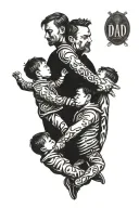 dad and 2 sons holding hands tattoo design idea