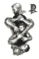 dad and 2 sons holding hands tattoo design idea