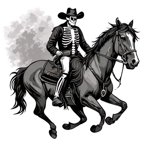 skeleton cowboy riding a horse  tattoo design idea