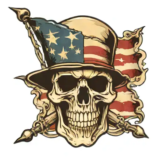skull tattoo half American flag half confederate flag tattoo design idea