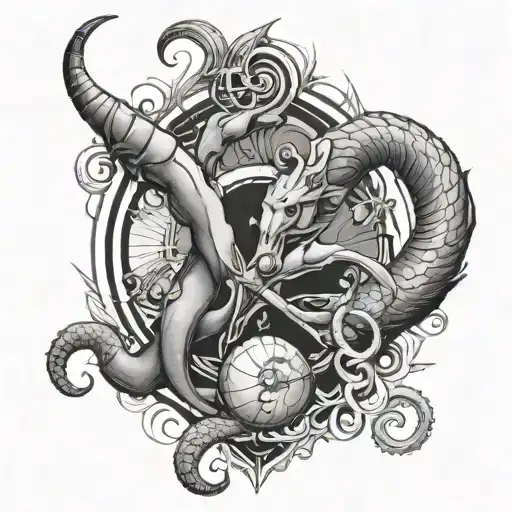 cancer and capricorn combined together tattoo design idea