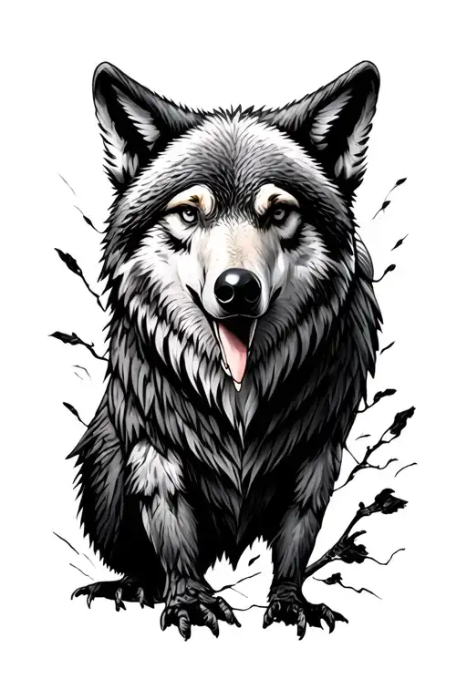 wolf, eagle, bear tattoo design idea