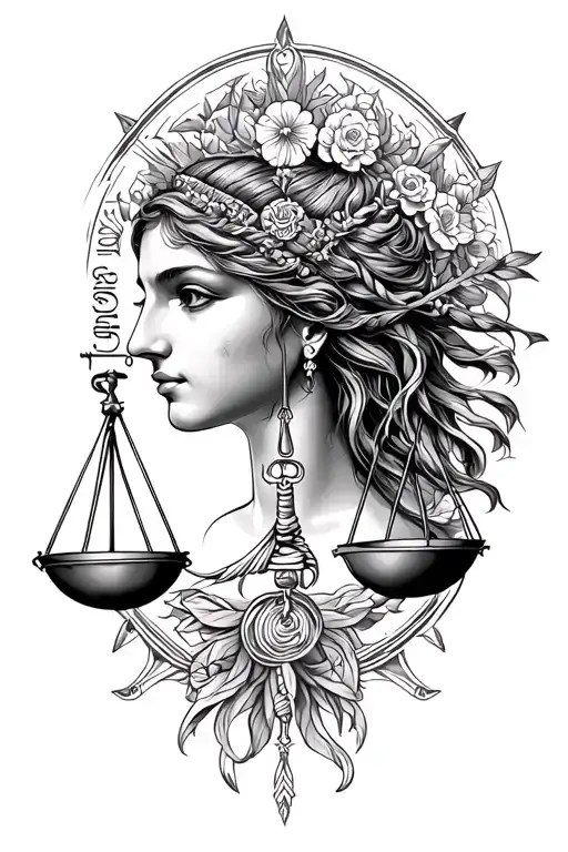 Libra horoscope incorporated tattoo design idea