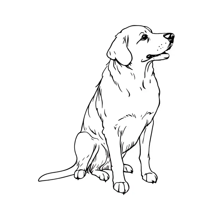 female golden retriever standing profile view tattoo design idea