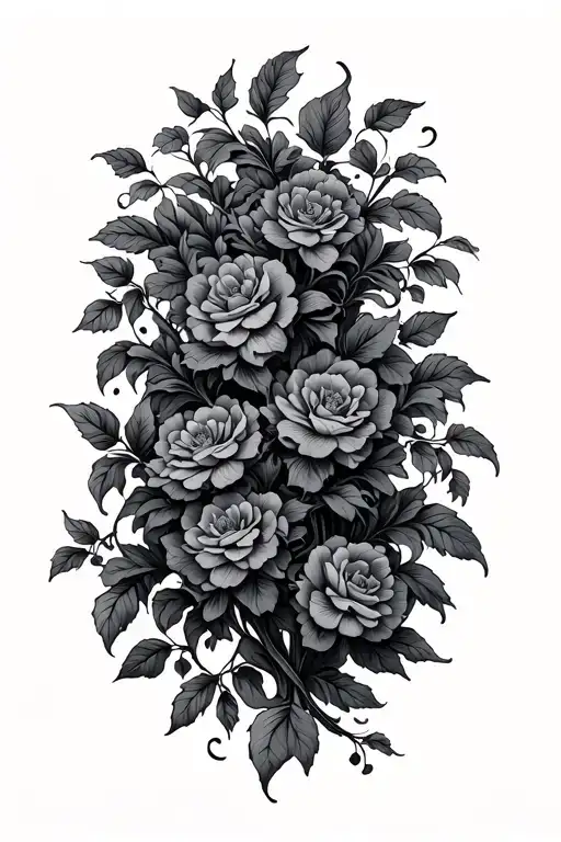 Fine line vines growing tattoo design idea