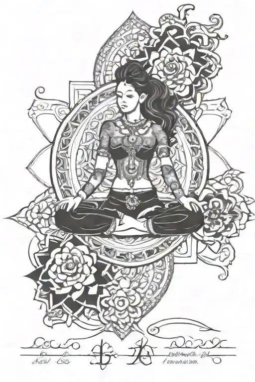 Incorporate a mandala design with yoga poses intertwined, symbolizing balance and strength tattoo design idea