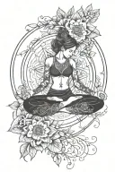 Incorporate a mandala design with yoga poses intertwined, symbolizing balance and strength tattoo design idea