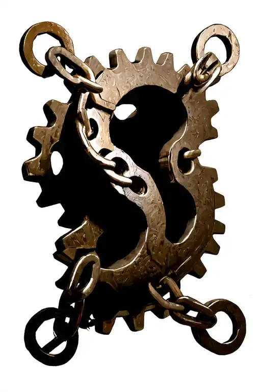 sprocket and chain in infused into the human body tattoo design idea