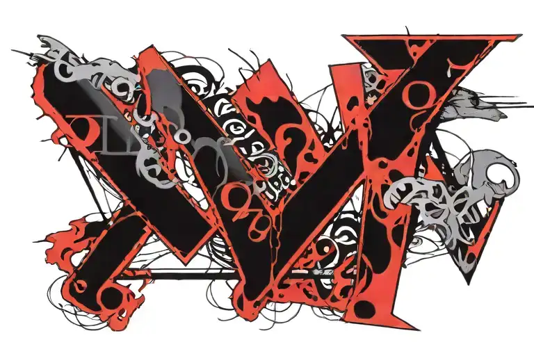 old english letters spelling PARRISH tattoo design idea