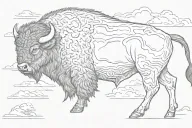 bison walking into a storm clouds tattoo design idea