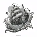 Underwater Shipwreck tattoo design idea