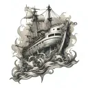 Underwater Shipwreck tattoo design idea