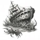 Underwater Shipwreck tattoo design idea