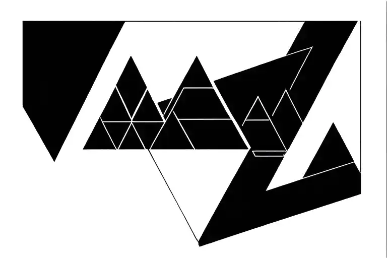 2 geometric triangles signifying parents and 3 progressively smaller geometric triangle inside  representing children tattoo design idea
