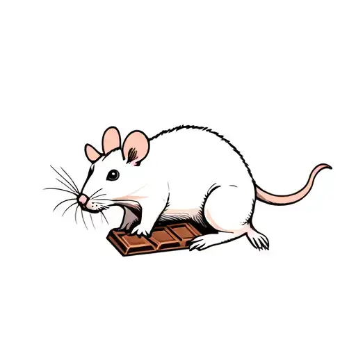 Rat with chocolate bar tattoo design idea