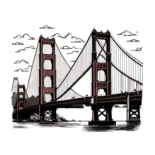 half howrah bridge and half san francisco golden gate bridge tattoo design idea