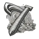 gold mining pick axe tattoo design idea