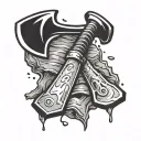 gold mining pick axe tattoo design idea