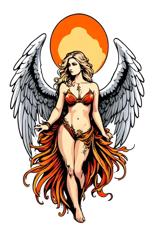 strength angel tattoo design idea