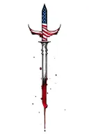 blood dripping and usa flag and sharp blade tattoo design idea