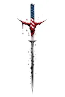 blood dripping and usa flag and sharp blade tattoo design idea
