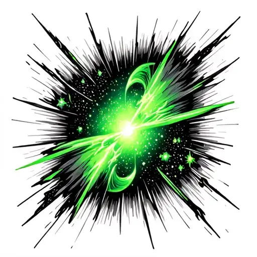 quasar beam galaxy black and green tattoo design idea