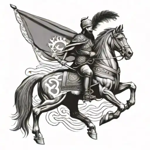 skanderbeg with Albanian flag tattoo design idea