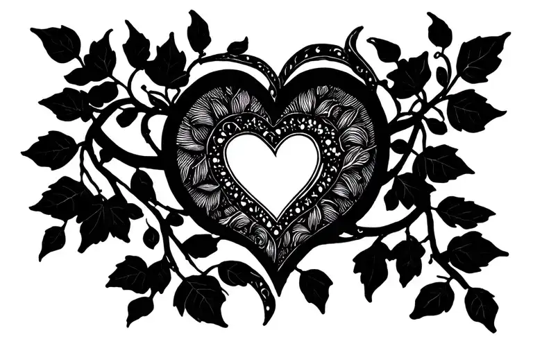 IAE with hearts and ivy vines tattoo design idea