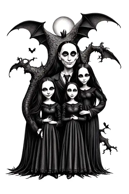 Family Addams family tattoo design idea