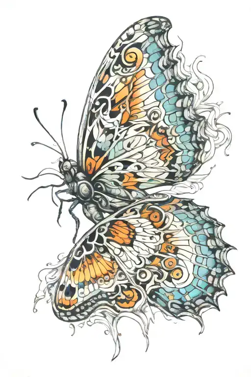 The butterfly is evil and has wings tattoo design idea