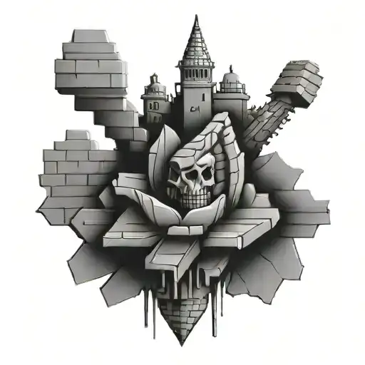 brick by brick tattoo design idea