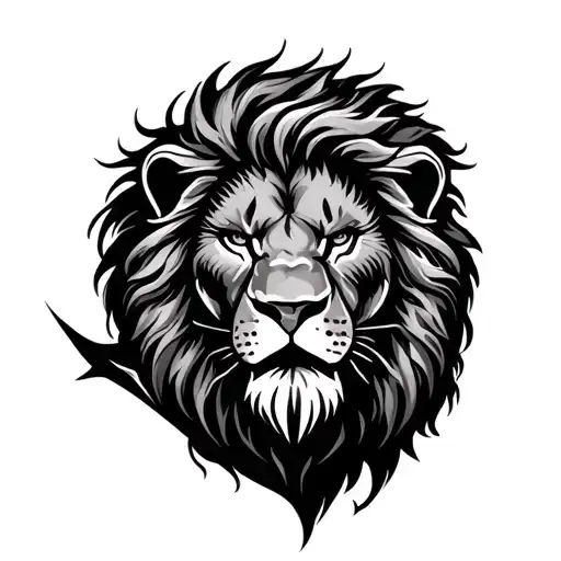 Samson and lion  tattoo design idea