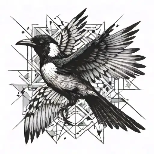 Flying Magpie tattoo design idea