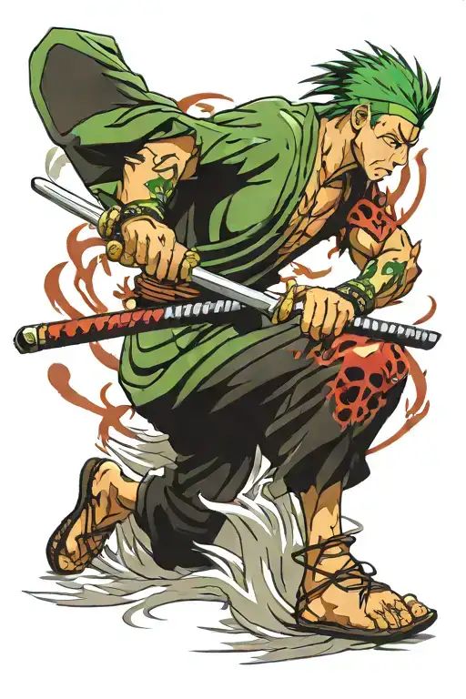 roronoa zoro one piece anime tattoo design idea