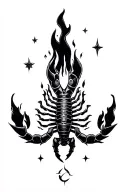 tattoo featuring elements like stars, water, fire, celestial scorpio,cancer, tattoo design idea