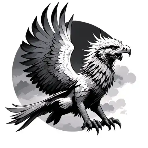 a gryphon flying away tattoo design idea