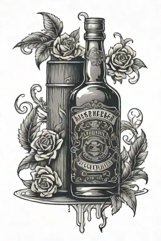 whiskey bottle  tattoo design idea