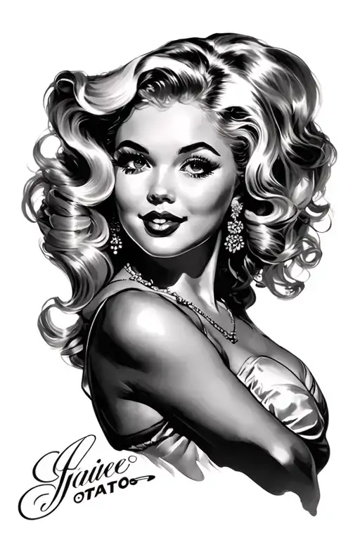 blonde pinup girl tattoo design idea